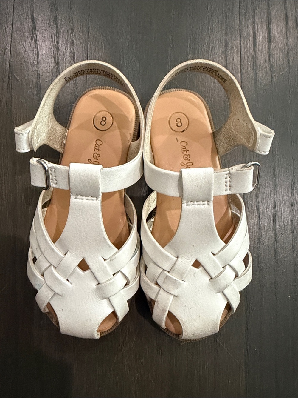 Cat & Jack White Girls' Woven Sandals - Size 8 or 11 toddler